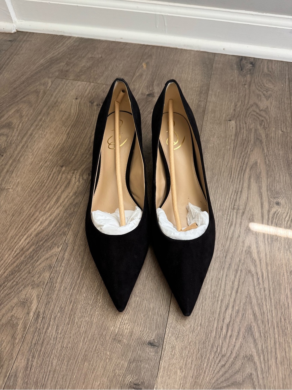 Sam Edelman Black Suede D’Orsay Pointed Toe Kitten Heel Pumps Size 11